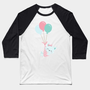 Cute Cat, Baby Cat, Blue Cat, Kitty, Balloons Baseball T-Shirt